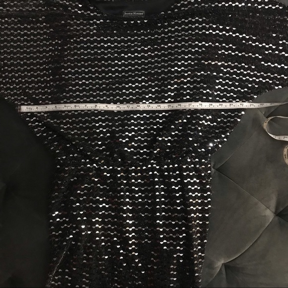 Jessica Howard Metallic black silver dress size 12 dress can fit larger size - Picture 5 of 11